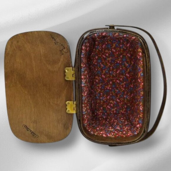 Vintage MCM Caro-Nan Basket Purse Signed Grand Rapids Streetscape Hand Painted - Picture 7 of 14